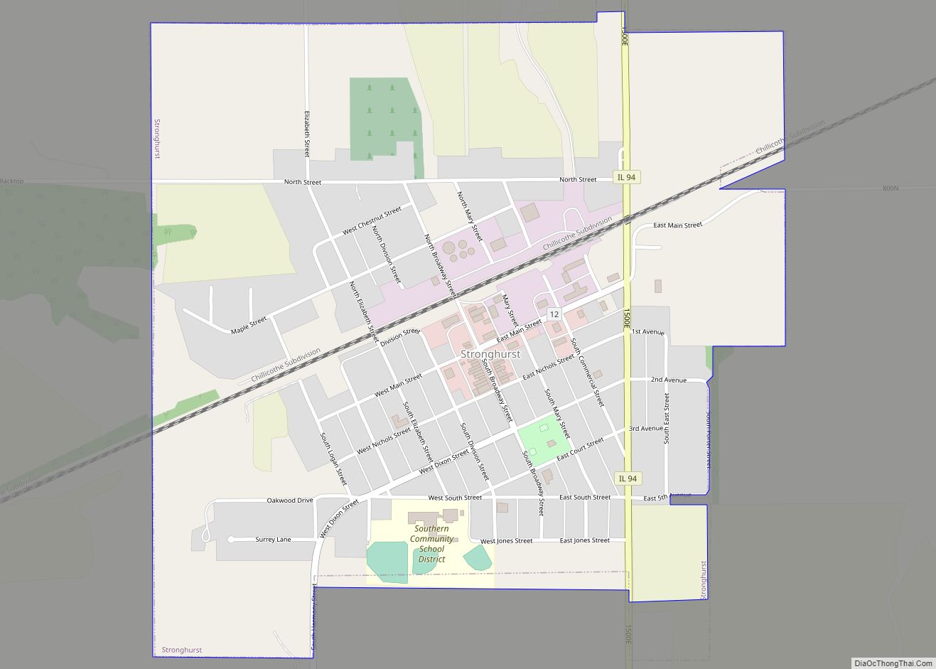 Map of Stronghurst village