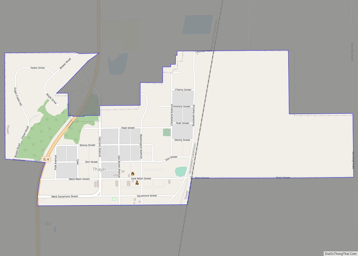 Map of Thayer village, Illinois