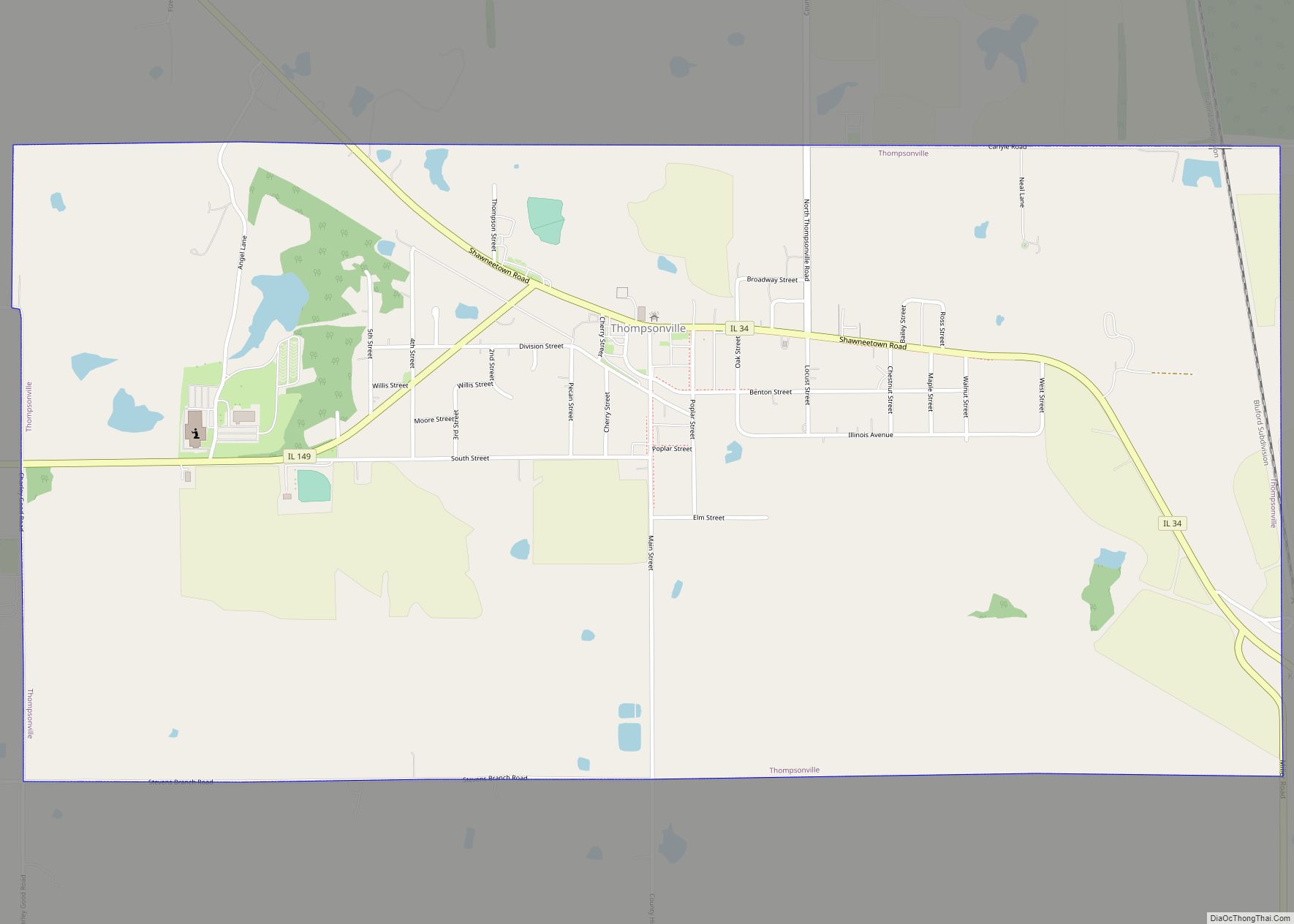 Map of Thompsonville village, Illinois