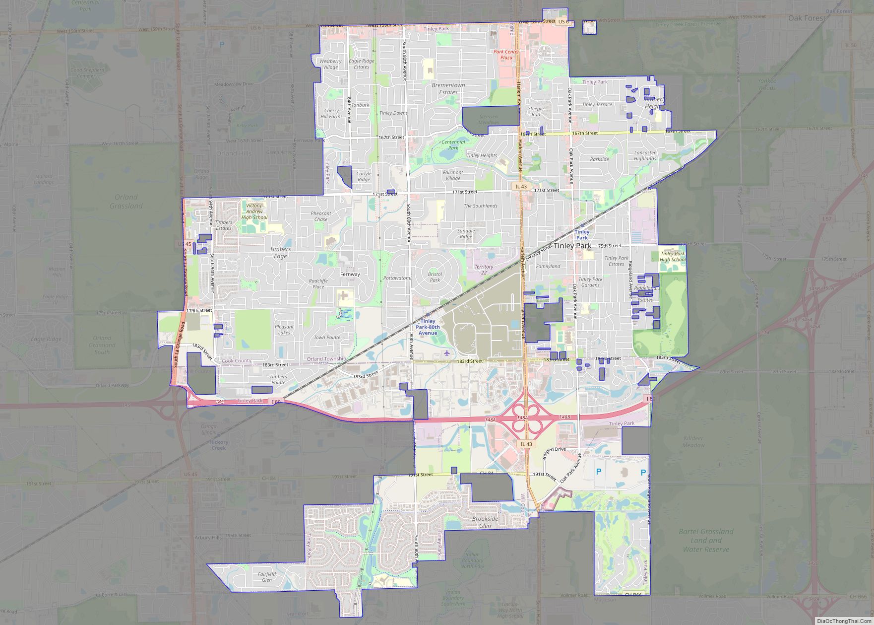Map of Tinley Park village