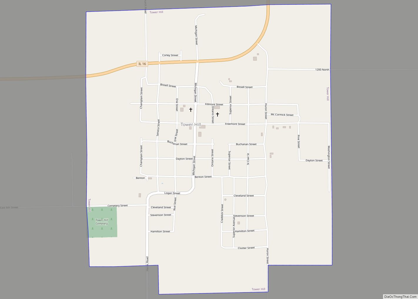 Map of Tower Hill village