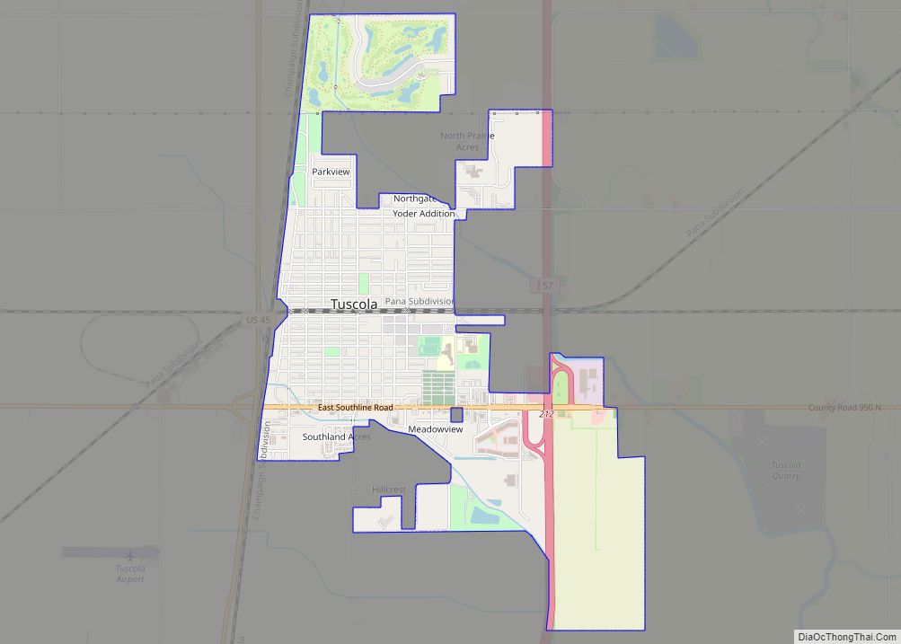 Map of Tuscola city, Illinois