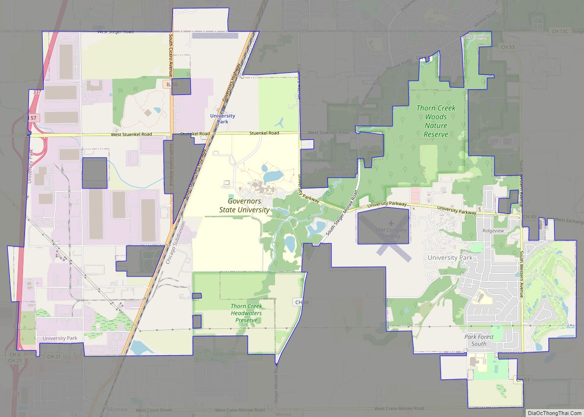 Map of University Park village, Illinois