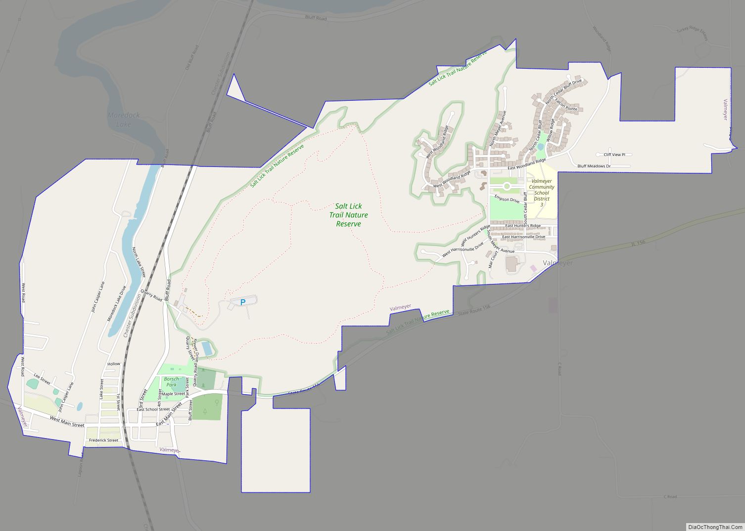 Map of Valmeyer village