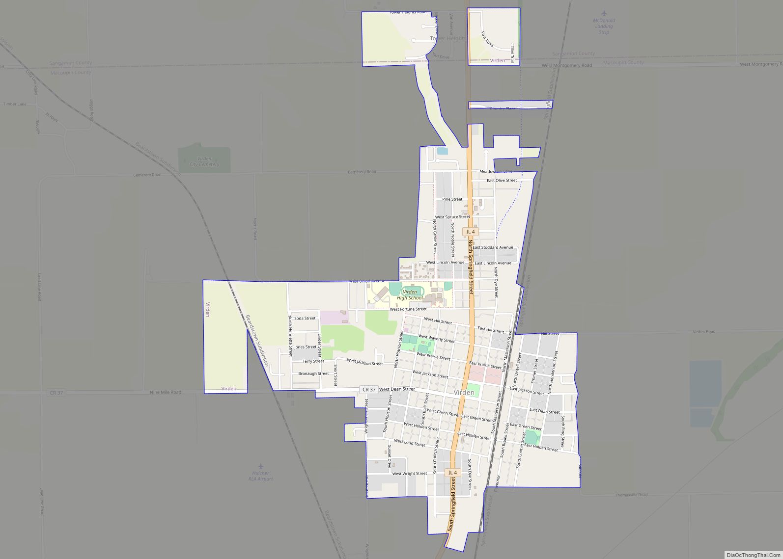 Map of Virden city