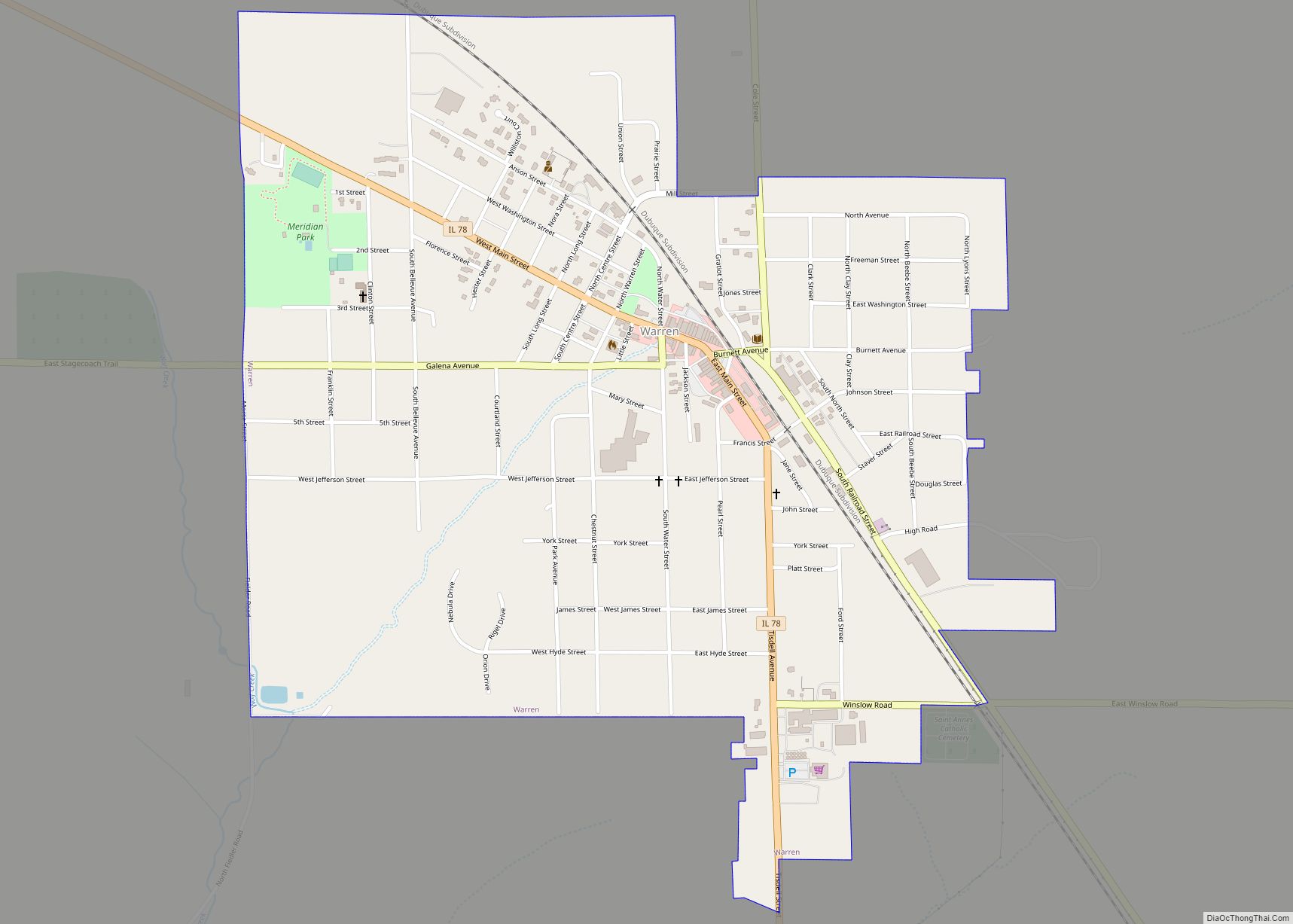 Map of Warren village, Illinois