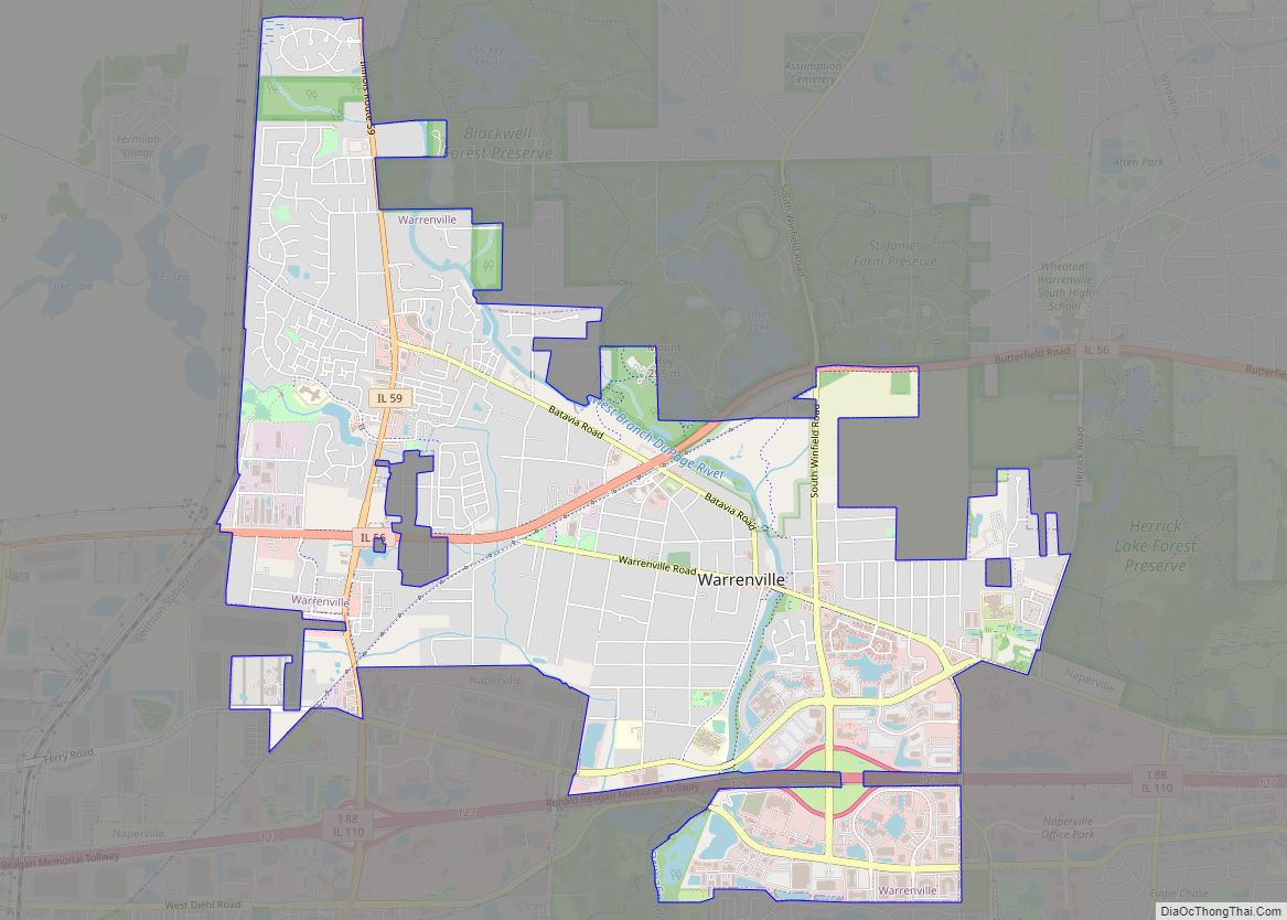 Map of Warrenville city