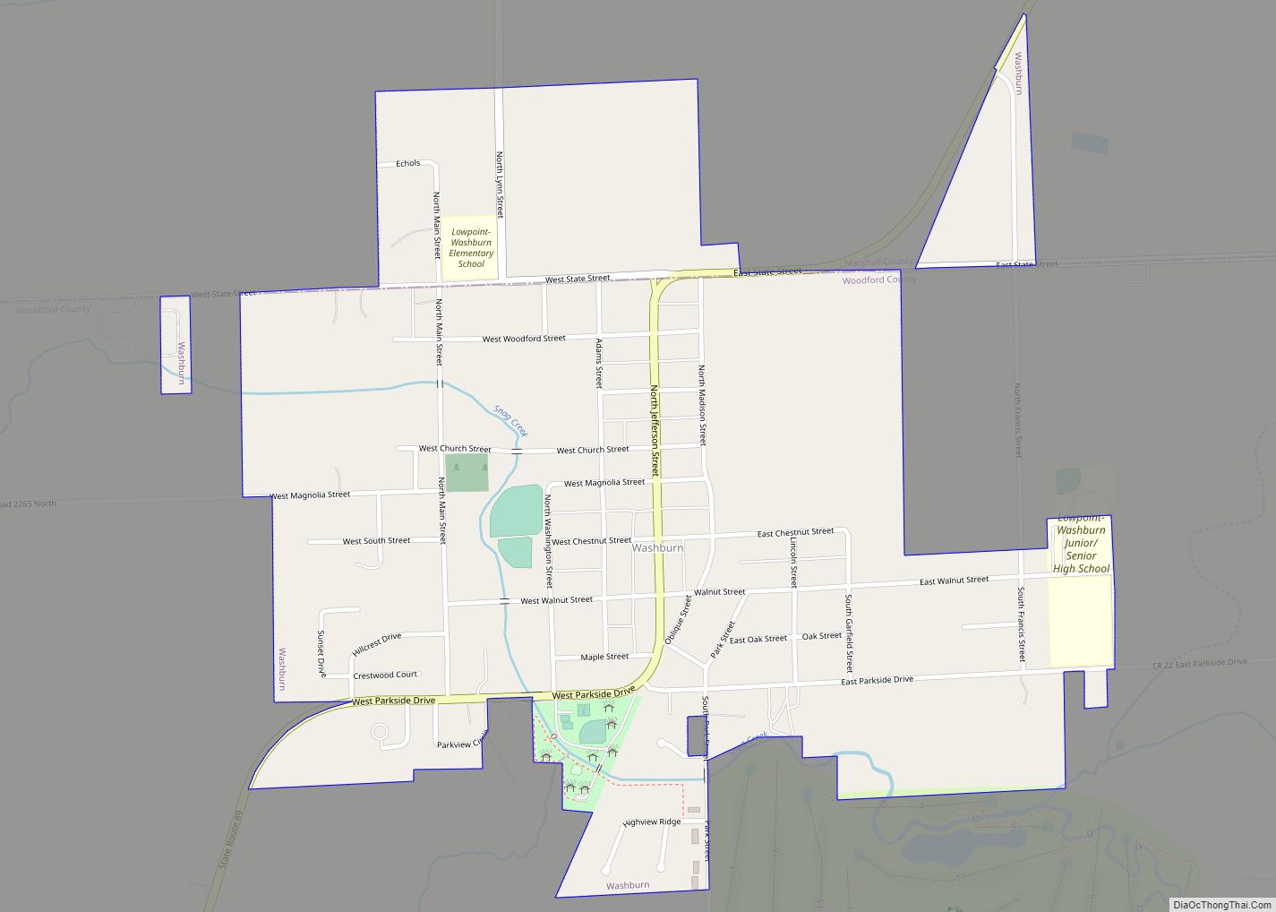 Map of Washburn village, Illinois