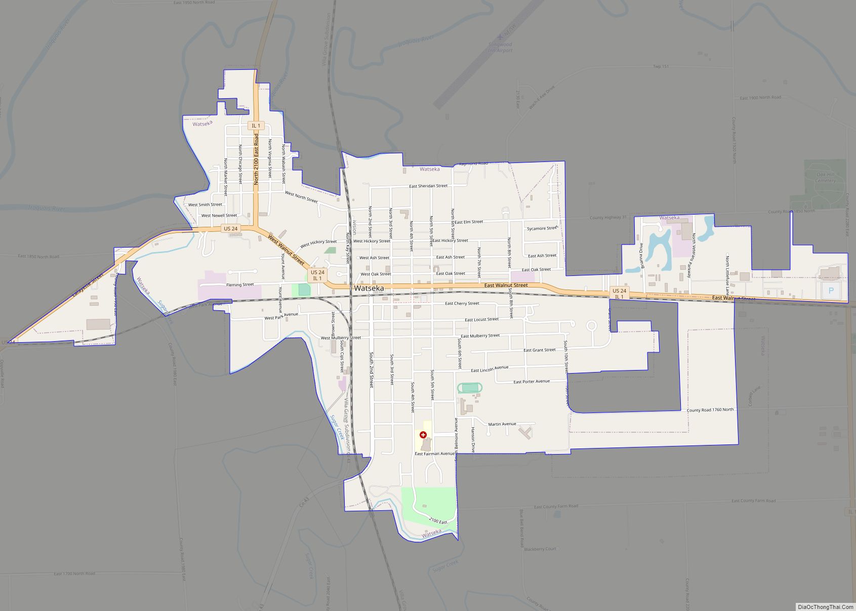 Map of Watseka city