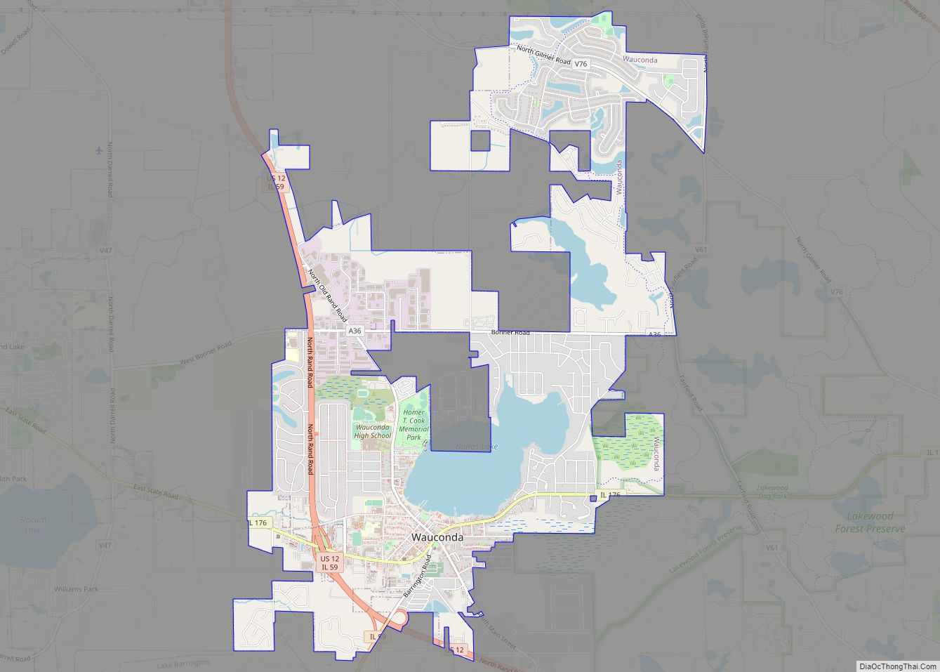 Map of Wauconda village