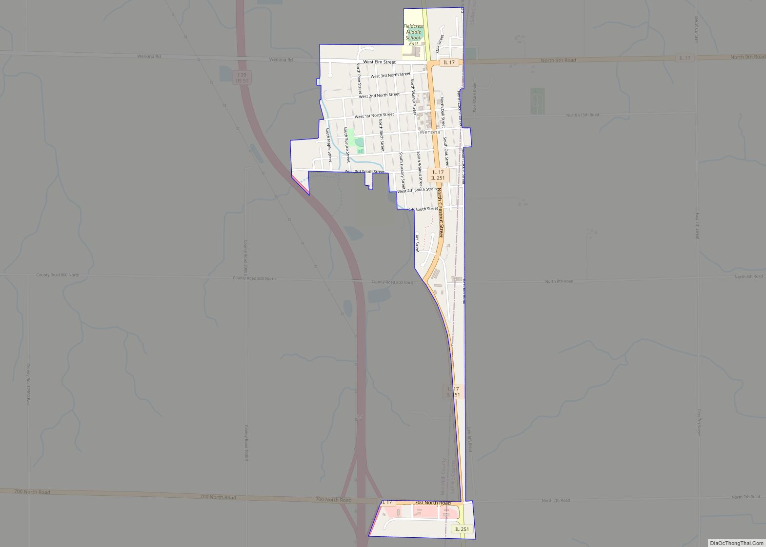 Map of Wenona city