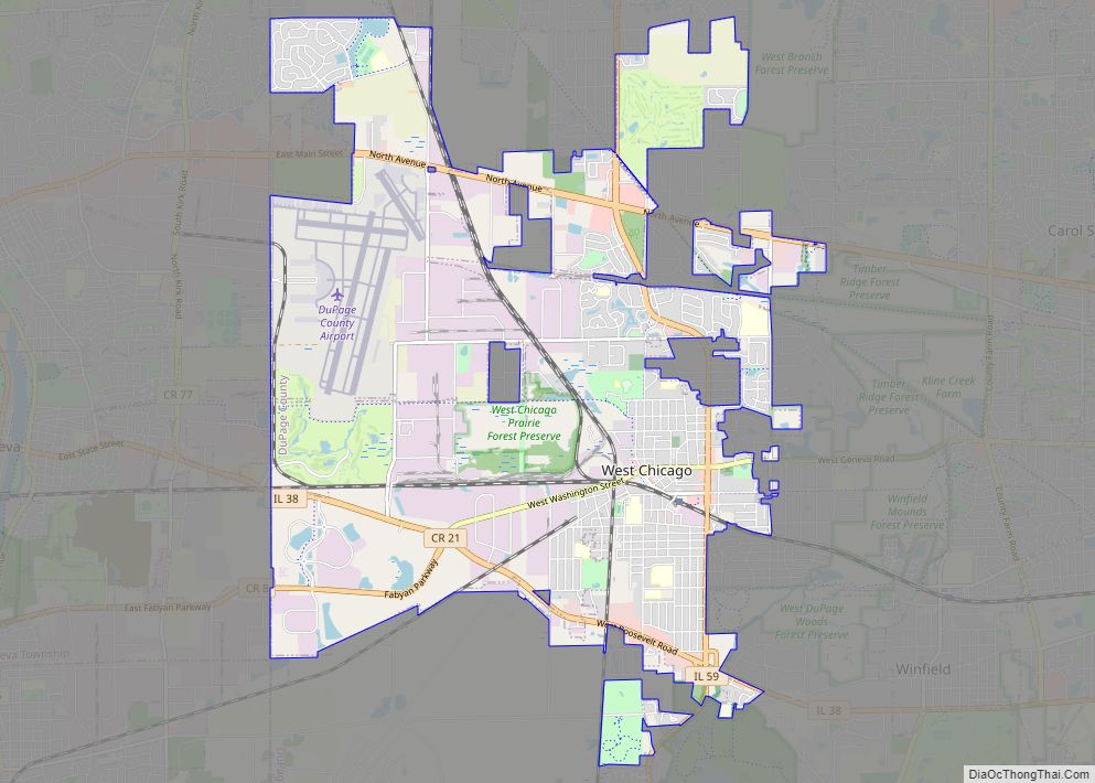 Map of West Chicago city