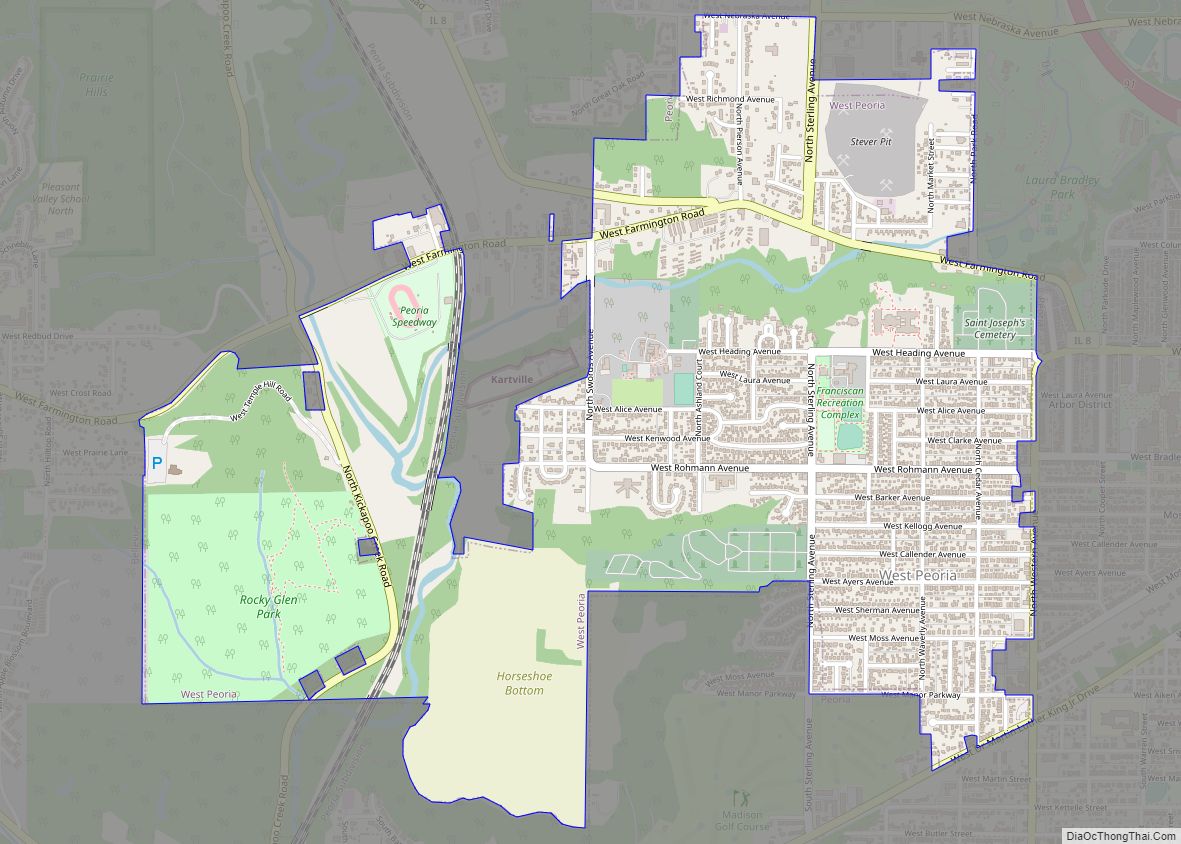 Map of West Peoria city