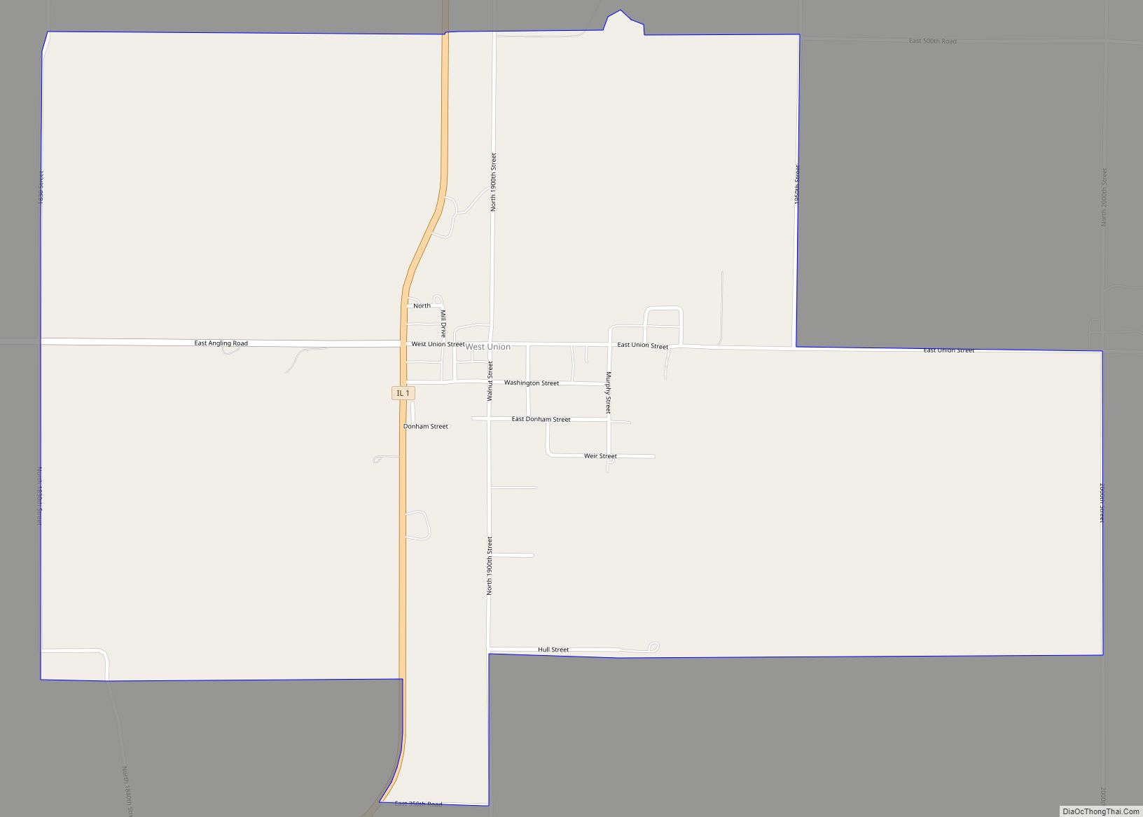 Map of West Union CDP, Illinois