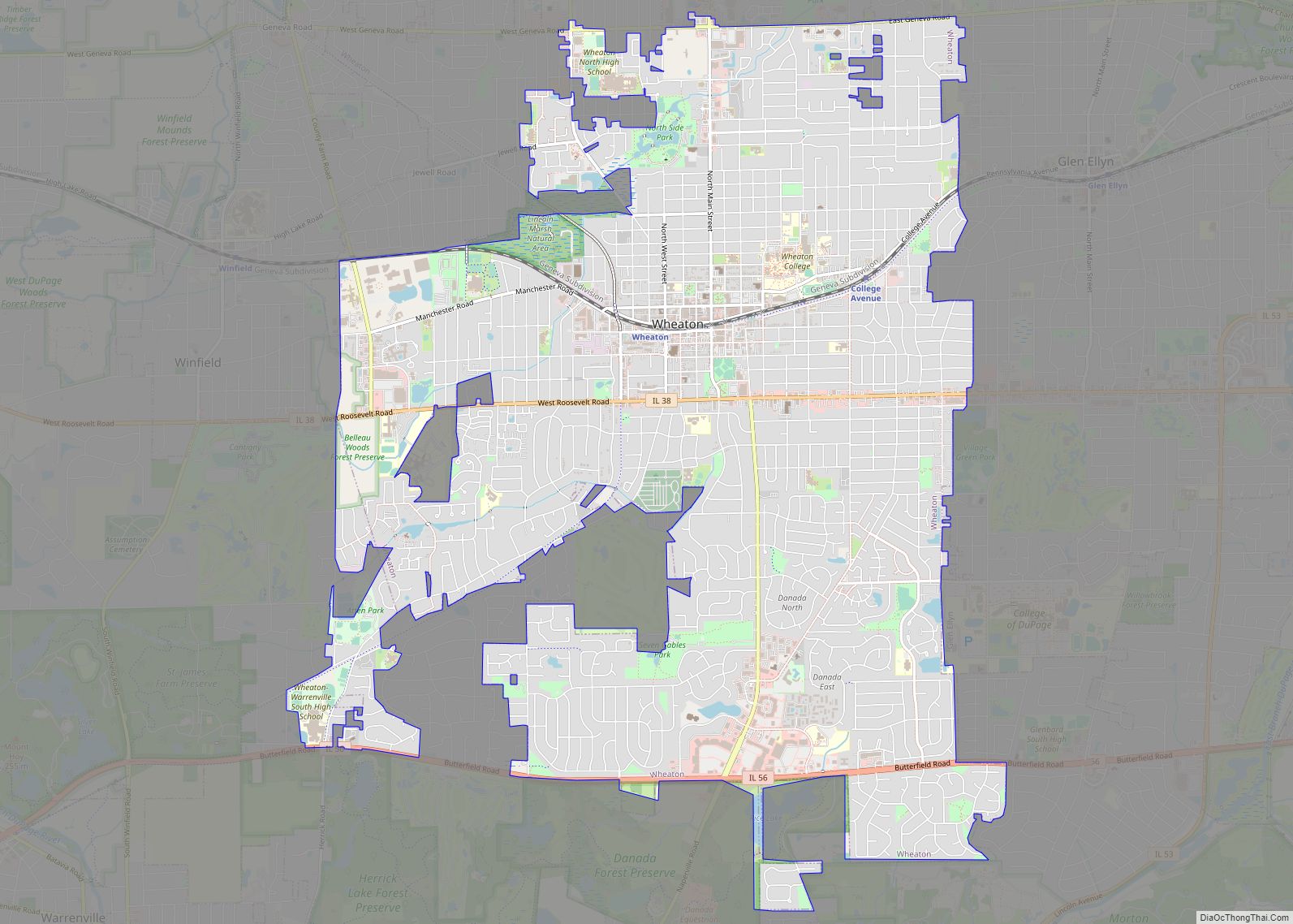 Map of Wheaton city