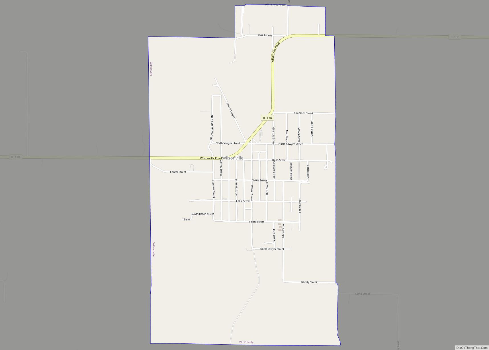 Map of Wilsonville village, Illinois