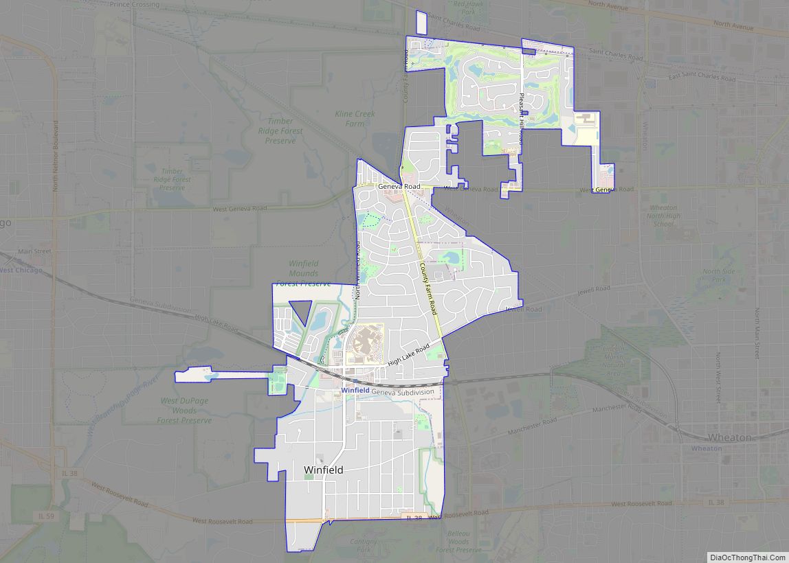 Map of Winfield village, Illinois