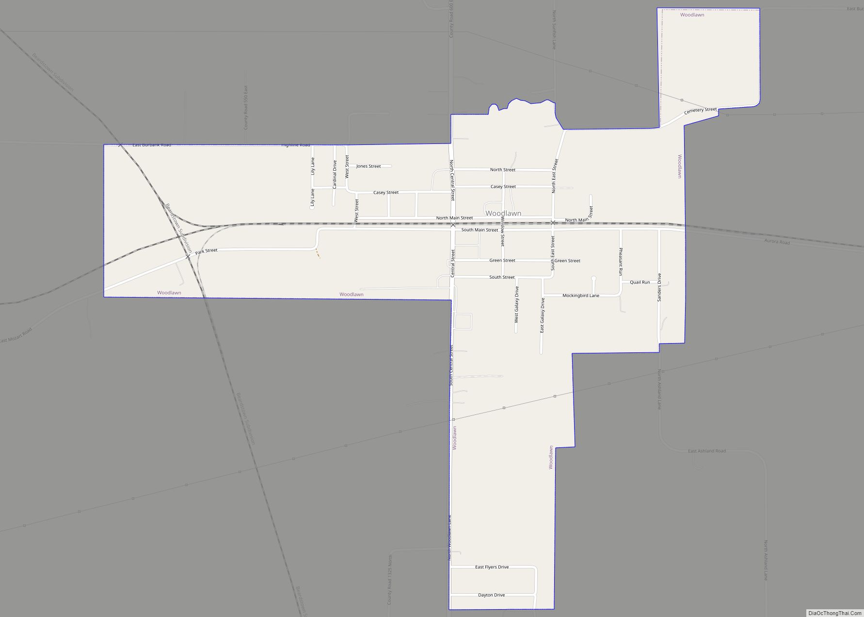 Map of Woodlawn village, Illinois