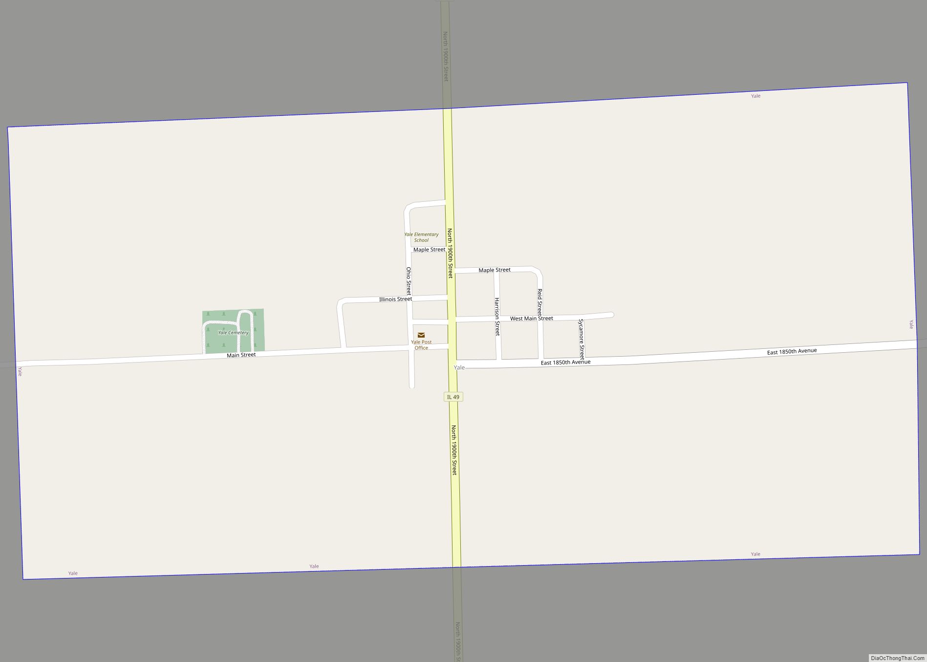 Map of Yale village, Illinois