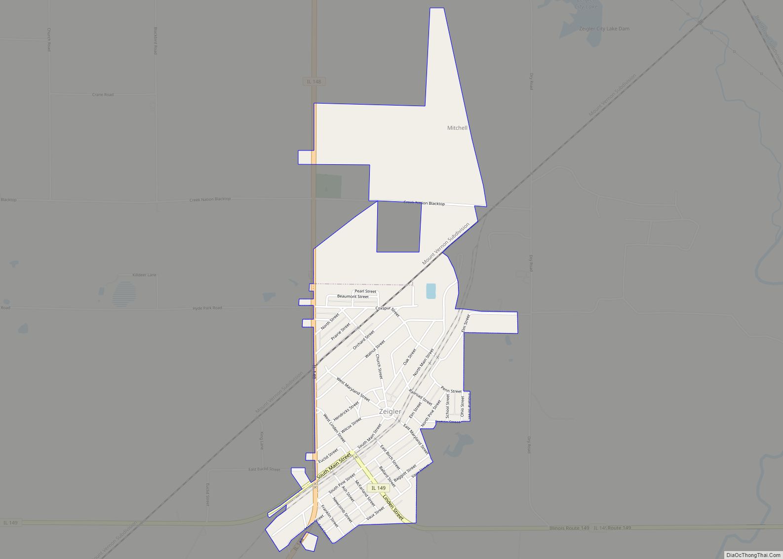 Map of Zeigler city