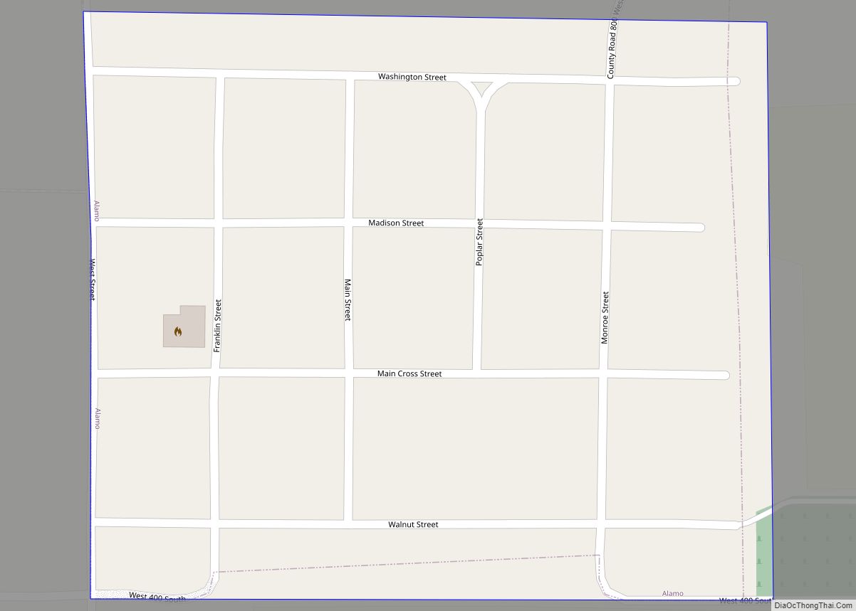 Map of Alamo town, Indiana