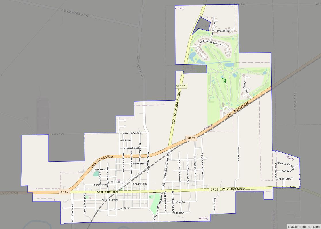 Map of Albany town, Indiana