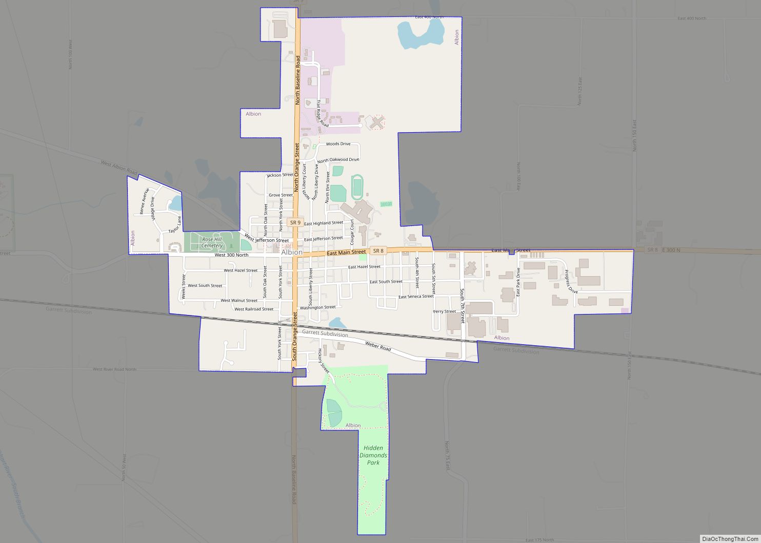 Map of Albion town, Indiana