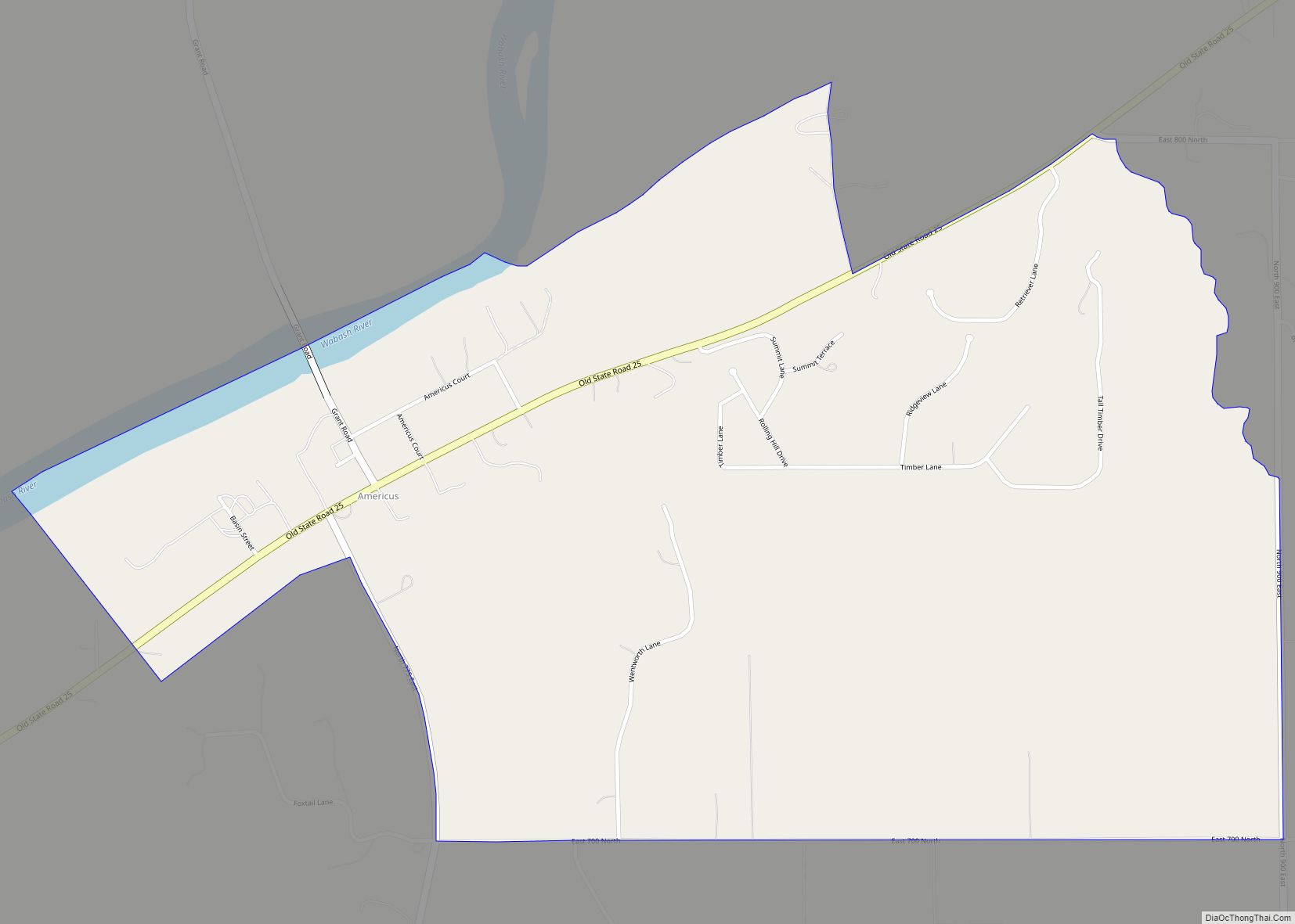 Map of Americus CDP, Indiana