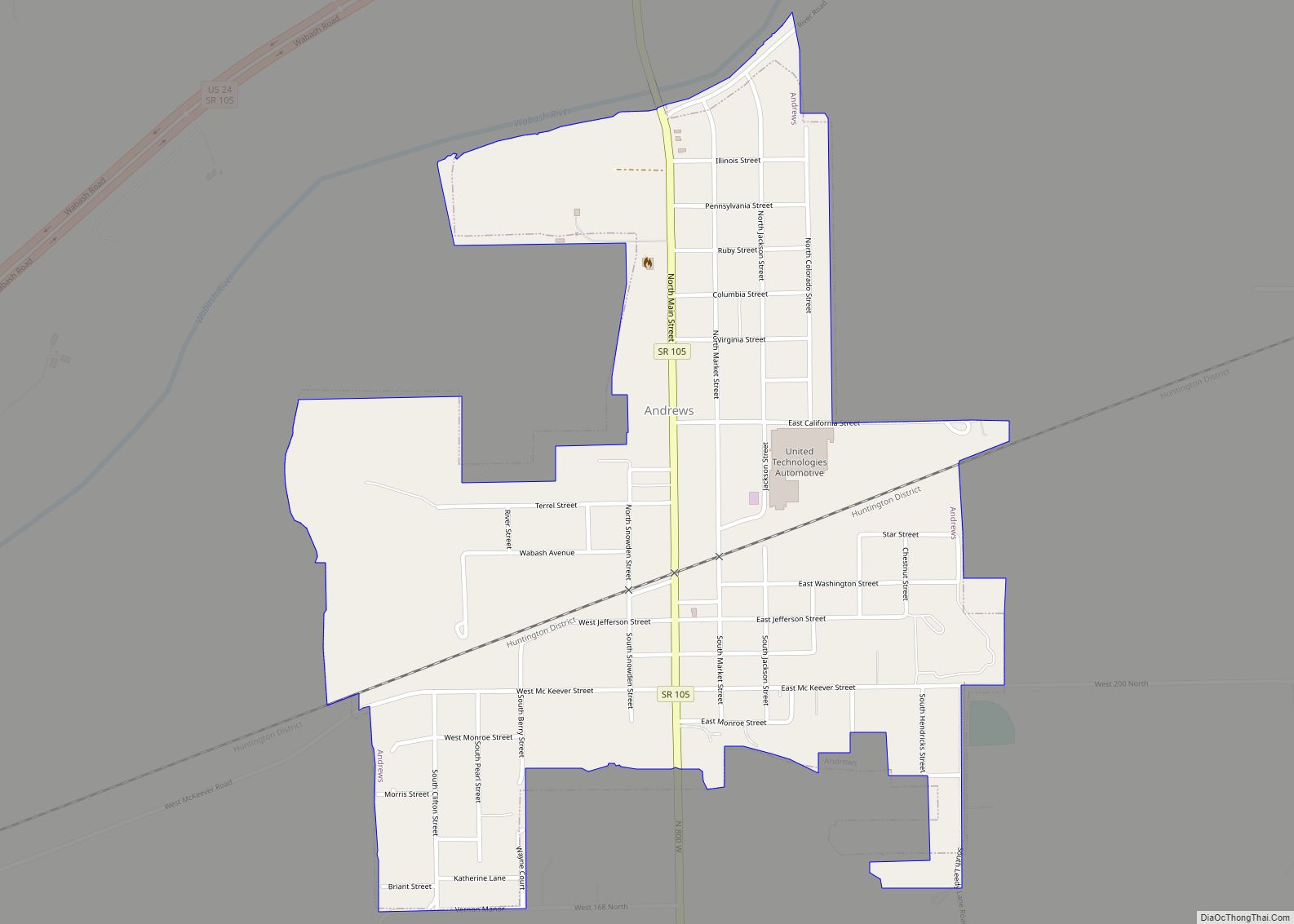 Map of Andrews town, Indiana