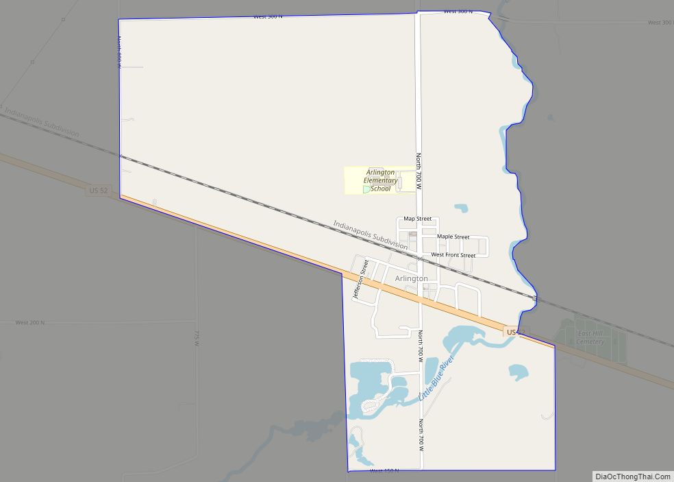Map of Arlington CDP, Indiana
