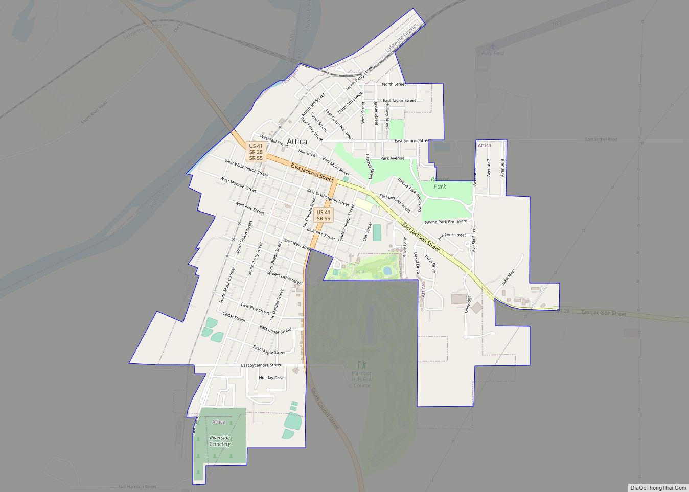 Map of Attica city, Indiana