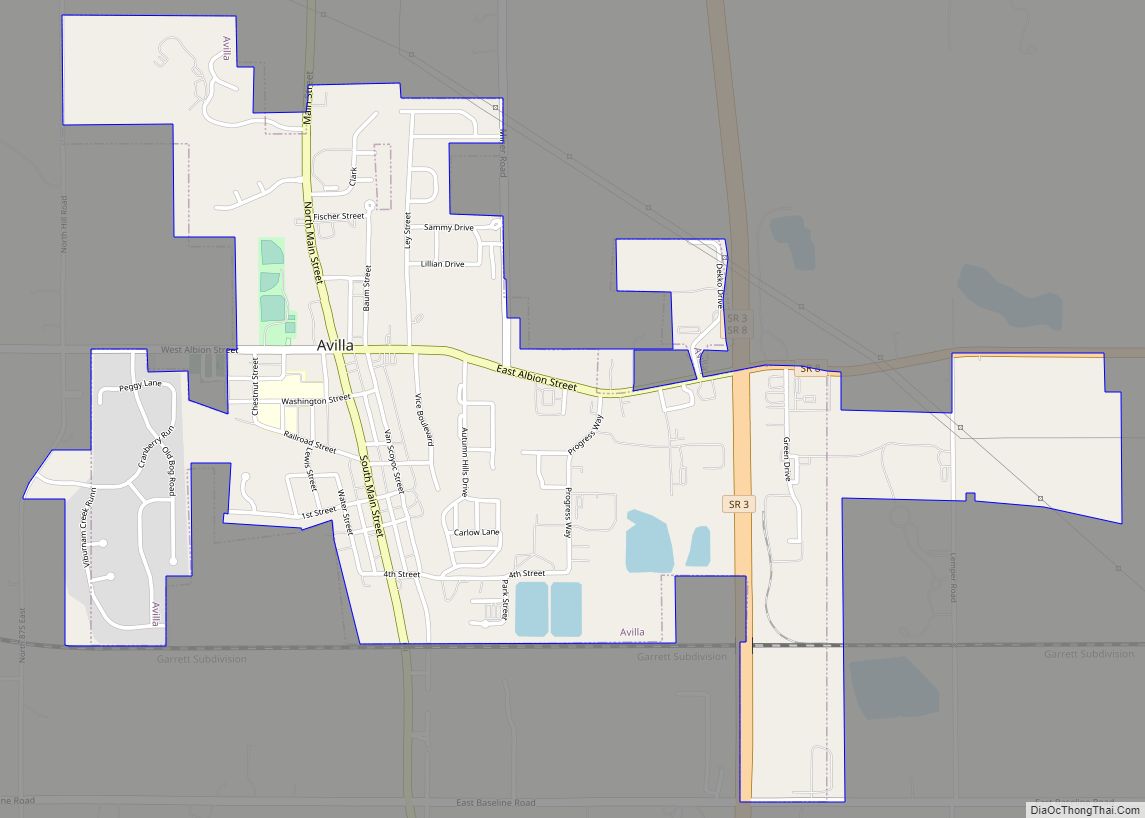 Map of Avilla town, Indiana