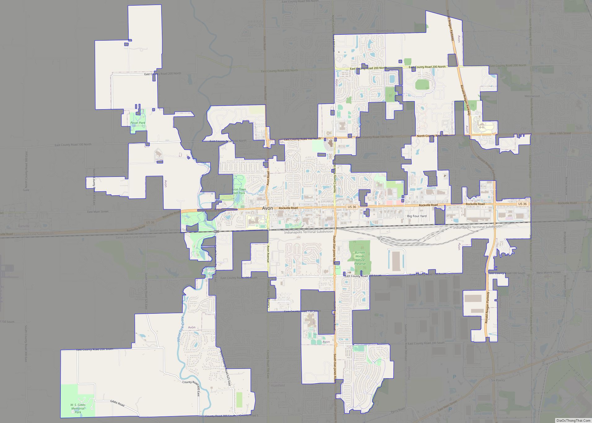 Map of Avon town, Indiana