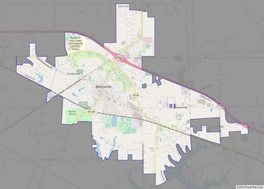 Map of Batesville city, Indiana