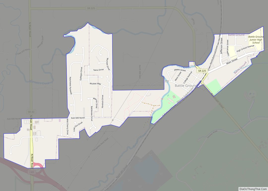 Map of Battle Ground town, Indiana