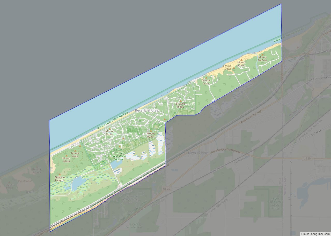 Map of Beverly Shores town