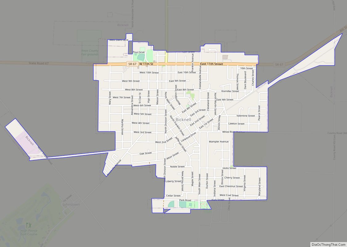 Map of Bicknell city, Indiana