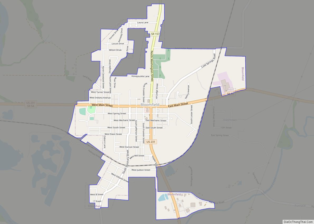 Map of Bloomfield town, Indiana