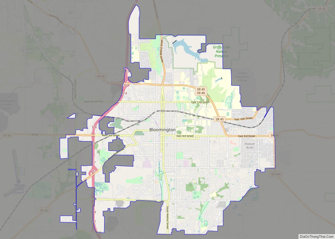 Map of Bloomington city, Indiana