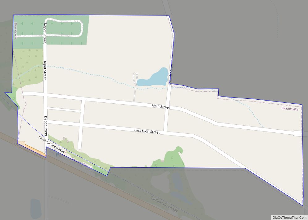 Map of Blountsville town, Indiana