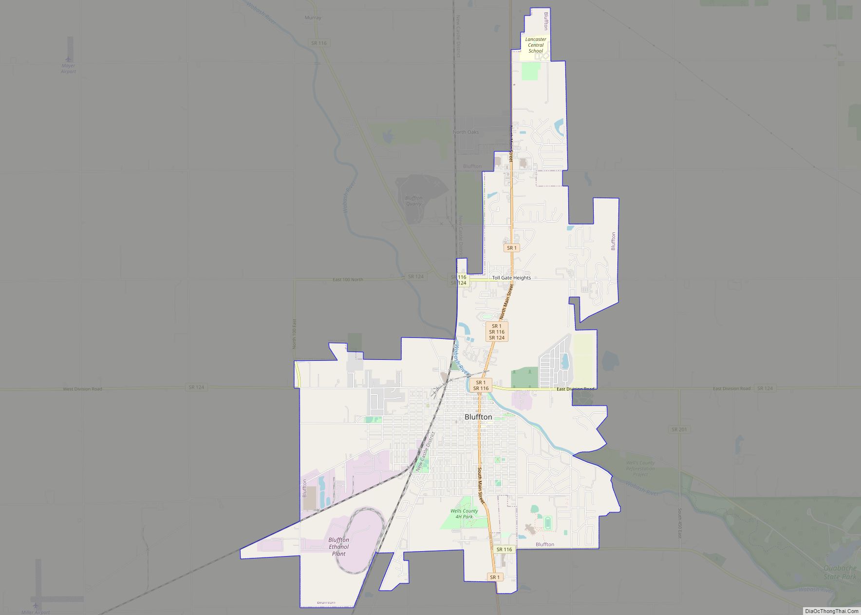 Map of Bluffton city, Indiana