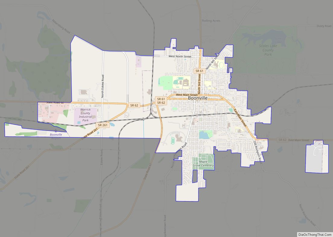 Map of Boonville city, Indiana