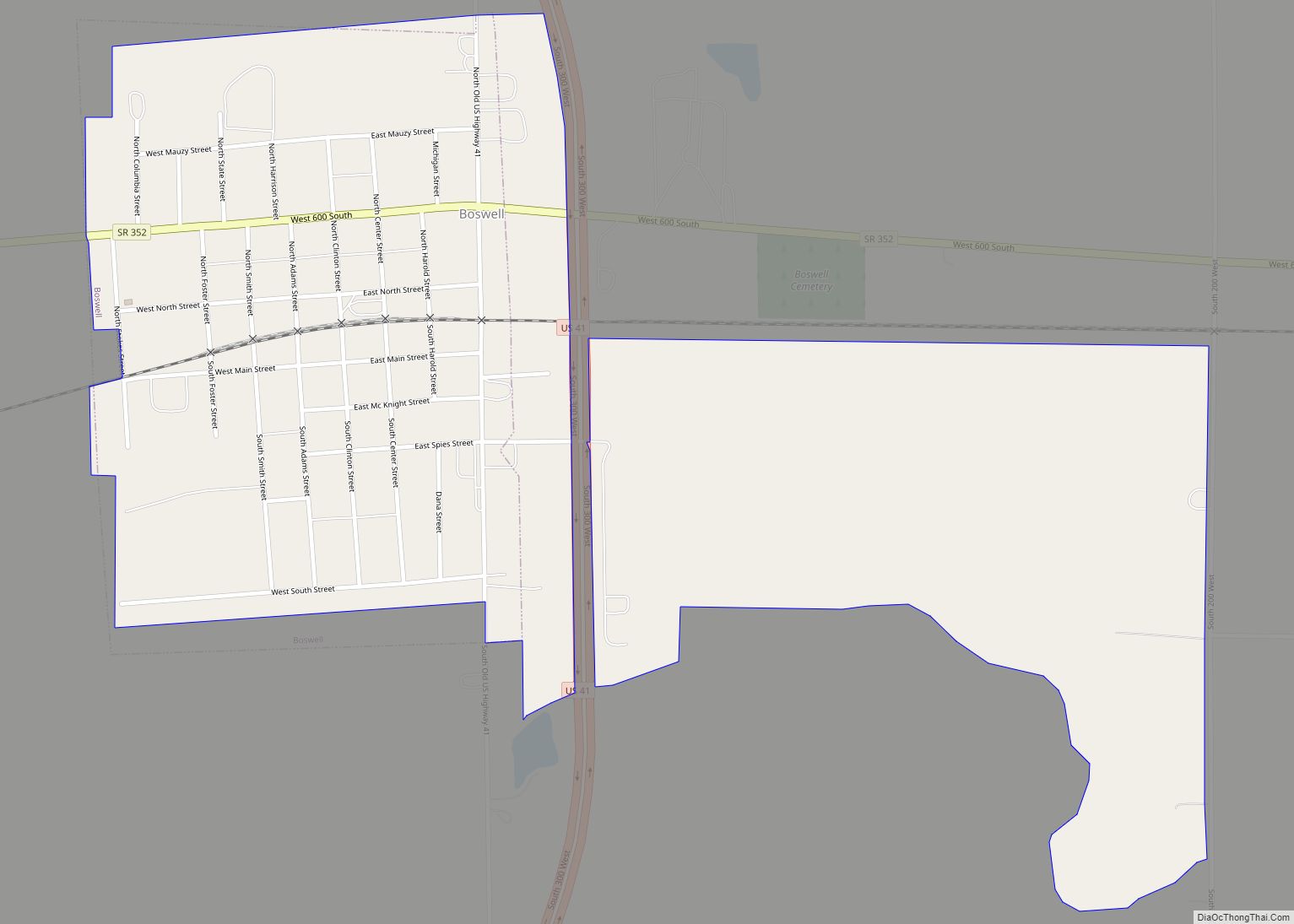 Map of Boswell town, Indiana