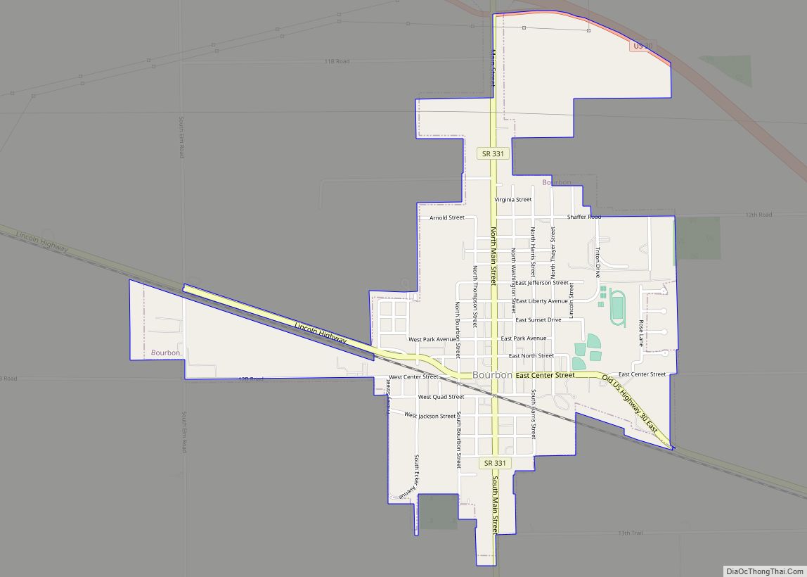 Map of Bourbon town, Indiana