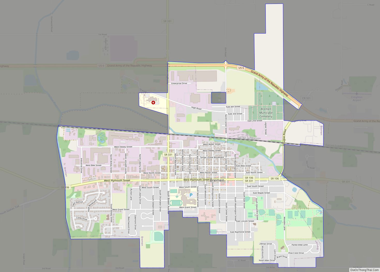 Map of Bremen town, Indiana