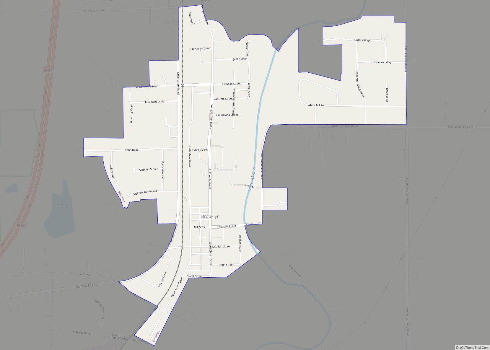 Map of Brooklyn town, Indiana