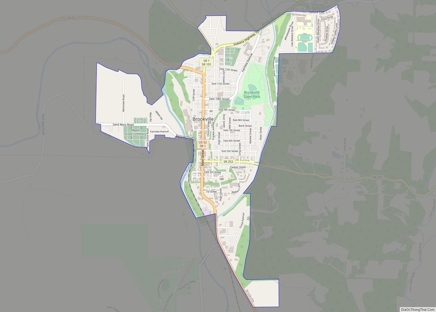 Map of Brookville town, Indiana