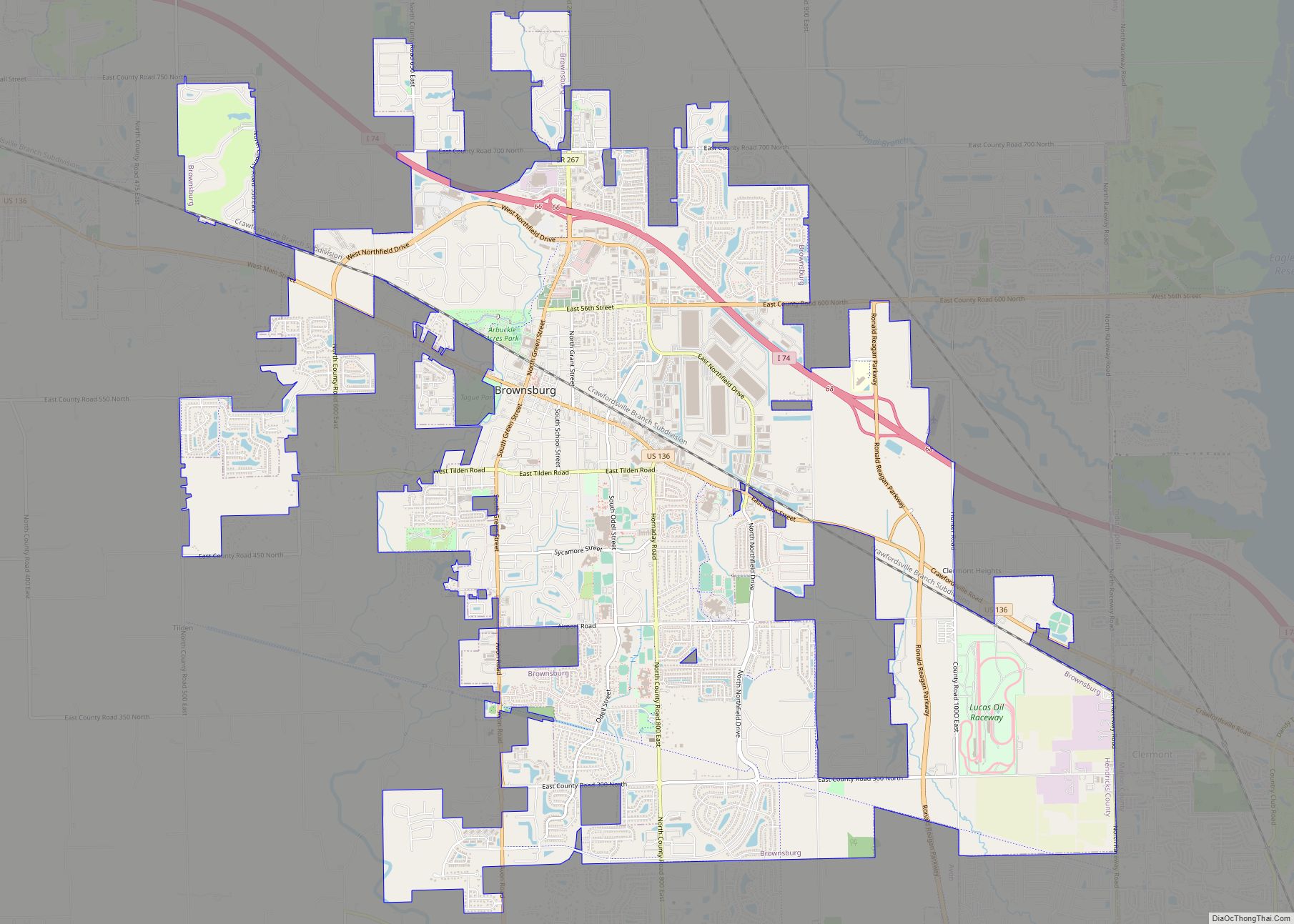 Map of Brownsburg town