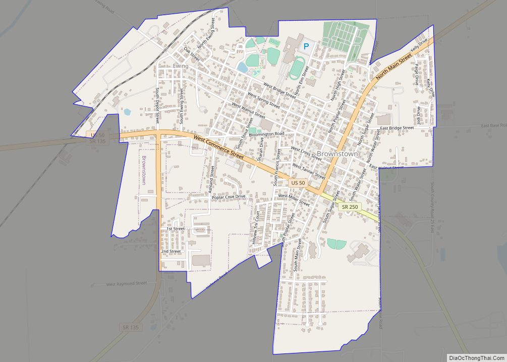 Map of Brownstown town, Indiana