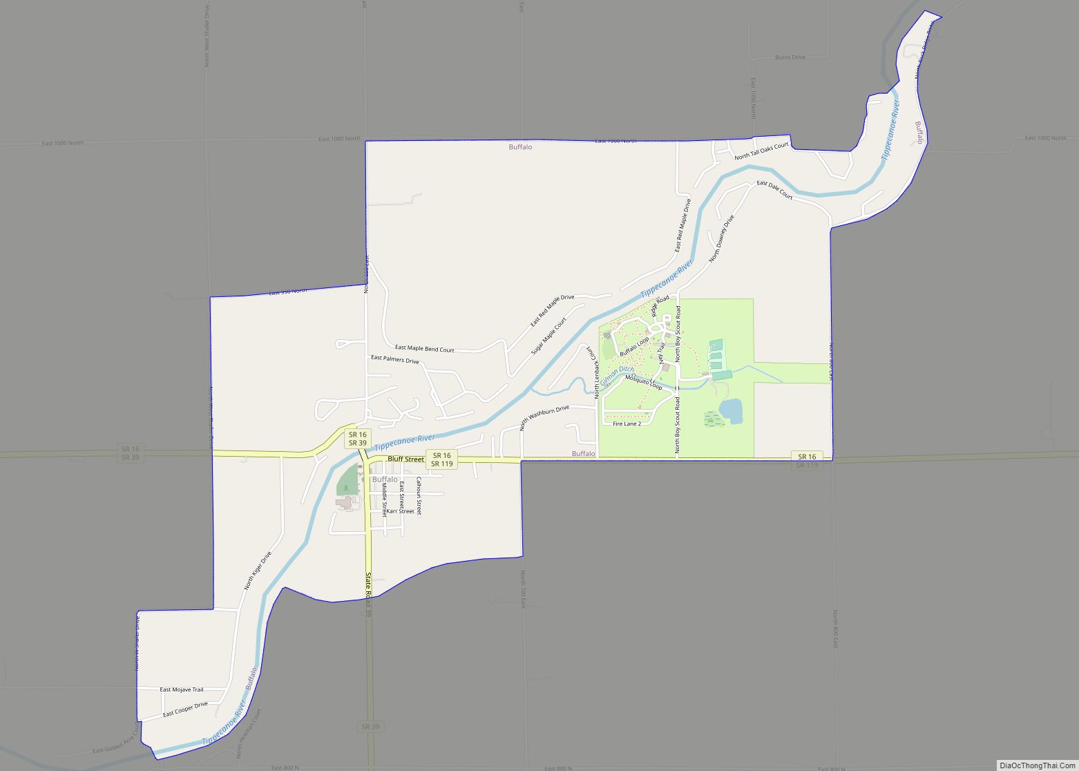 Map of Buffalo CDP, Indiana